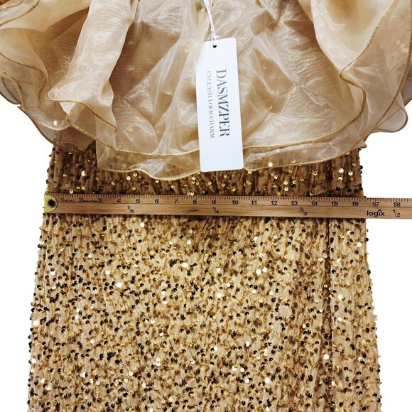 Gold Sequin Off-Shoulder Evening Womens Size 2XL By Dasmzper - Picture 7 of 9